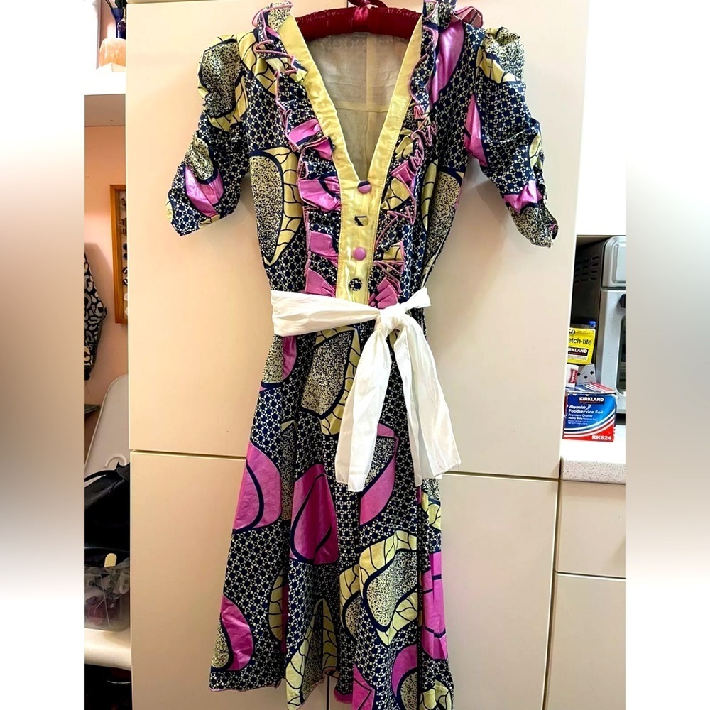 Handmade Woman’s African Ethnic Dress Size XS/ S thick cotton